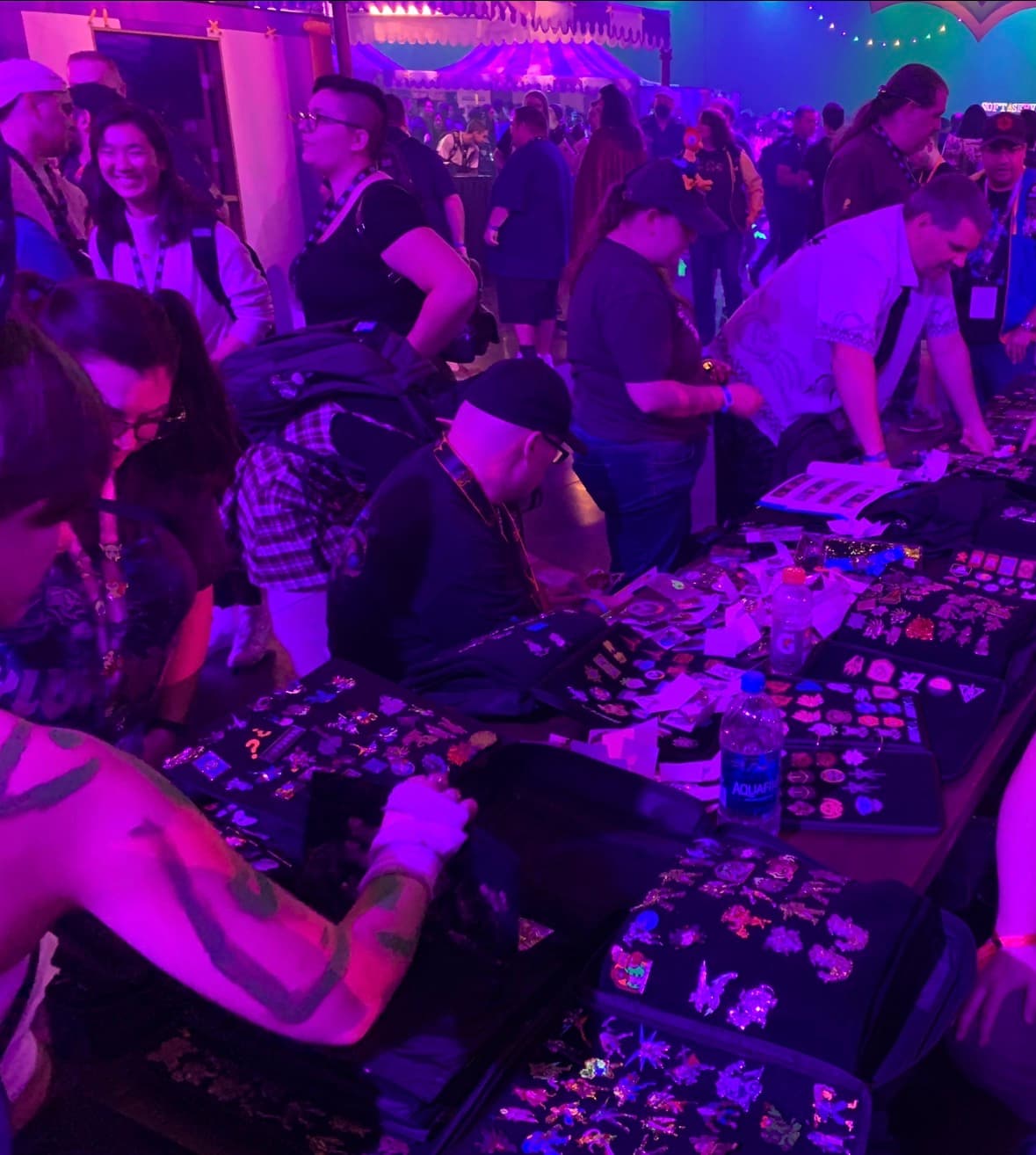 Collectors trading Blizzard pins at BlizzCon