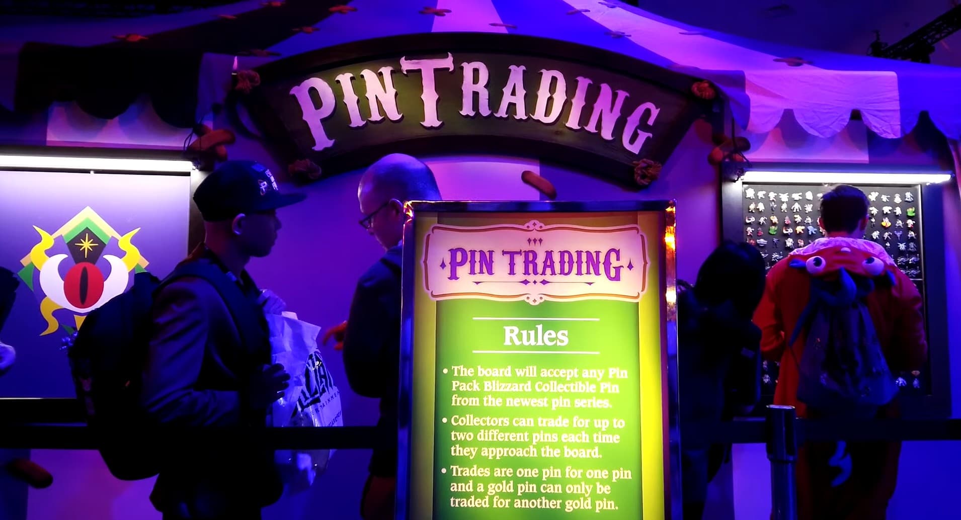 Official Blizzard pin trading area and pin boards at BlizzCon